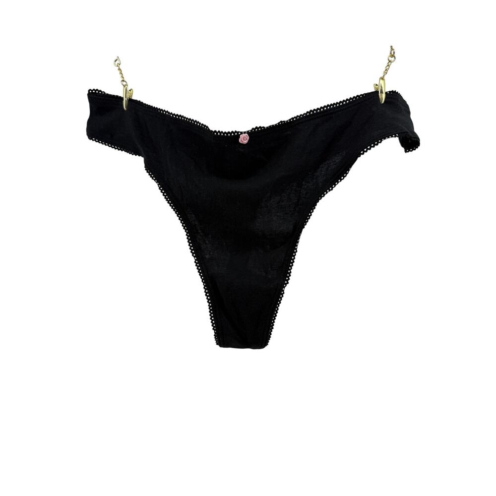 Victoria Secret Solid Black Low Cotton Thong Panty XLarge